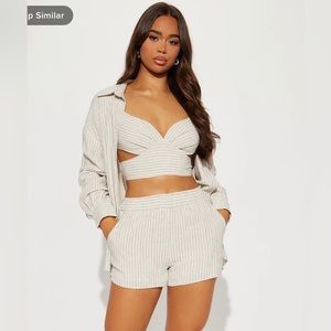 Fashion Nova 3 piece linen shorts set size XS